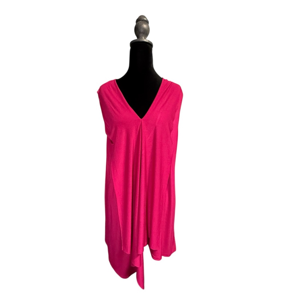 Adrianna Papell Vibrant Pink V-Neck Blouse Size L